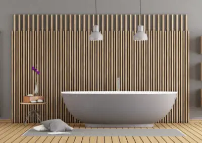 Badewand aus Holz